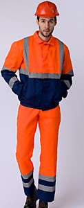 Костюм ДОРОЖНИК с укороченной курткой (тк.Смесовая,210) п/к, оранжевый/т.синий