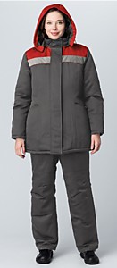 Куртка зимняя женская Вьюга СОП, т.серый/красный