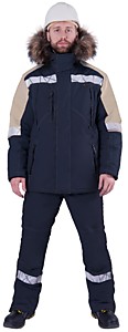 Куртка ХАЙ-ТЕК SAFETY зимняя, синий-бежевый