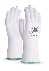Перчатки МИКРОН (MG-101), нейлон, без покрытия, оверлок, цвет белый