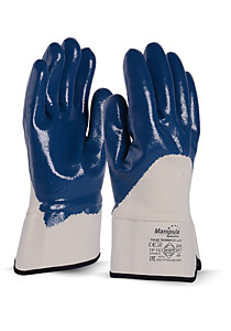 Перчатки ТЕХНИК КЧ (TN-02), джерси, нитрил частичный, крага, цвет синий