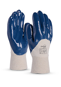 Перчатки ТЕХНИК РЧ (TN-04), джерси, нитрил частичный, резинка, цвет синий