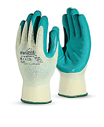 Перчатки МАСТЕР (TL-10), хлопок/полиэфир, латекс частичный, оверлок, цвет желто-зеленый
