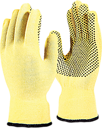 Перчатки АРАМАКС СЛИМ ГРИП (MG-311), Kevlar®, точка ПВХ, оверлок, цвет желтый