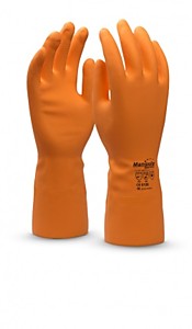 Перчатки ЦЕТРА (CG-947/L-F-04), латекс 0.75 мм, 320 мм, хлопковая подкладка, цвет оранжевый