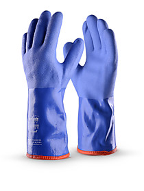 Перчатки АЙСБЕРГ (WG-788/ТРВ-19), хлопок, акрил, ПВХ сплошной, крага, 350 мм, цвет синий