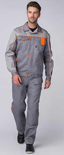 Костюм ДРАГА-2  п/к, серый/св.серый/оранжевый
